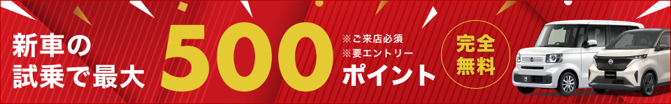 エントリー＆試乗で最大500ポイント｜※試乗後のアンケート回答必須｜完全無料